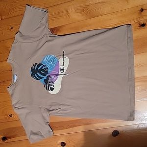 Vintage Champion Tan T-shirt Tropical Palm Leaves Graphic Mens Large